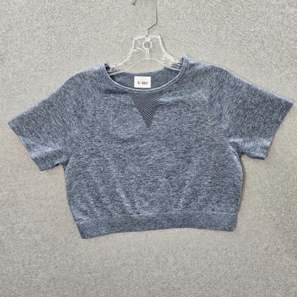 Buff Bunny Women Activewear Top XL Gray Cropped Short Sleeve‎ Shirt